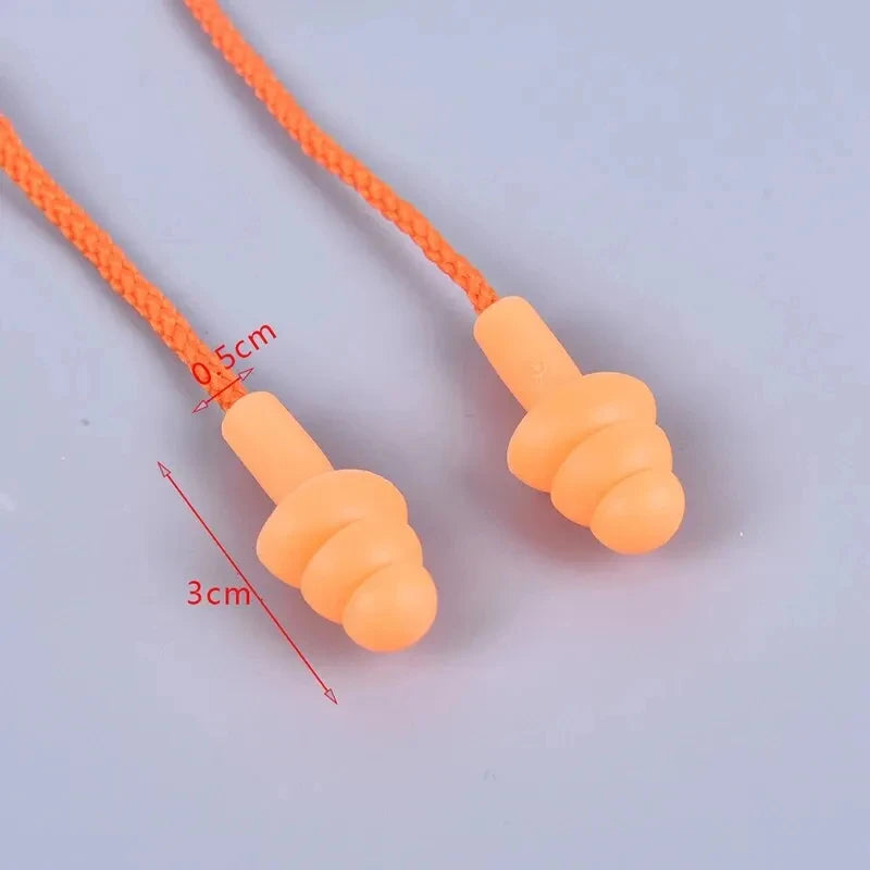 Silicone Swimming Earplugs with Rope - Noise Reduction Sleep Ear Plugs for Diving & Underwater Activities (1 Piece)