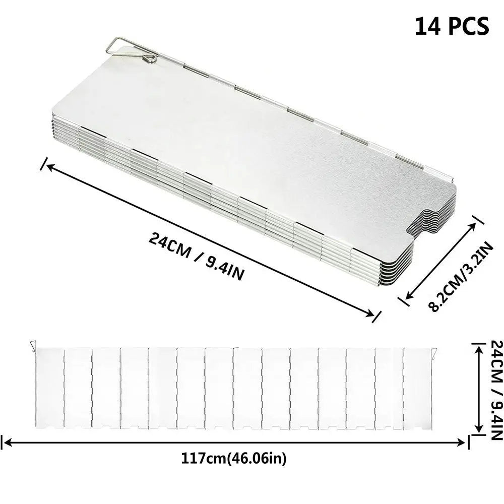 Aluminum Alloy Wind Shield Screen for Gas Stove - Windproof Camping Burner Guard (8/9/10/12/14/16 Plates) - Outdoor Picnic Cooking Accessory