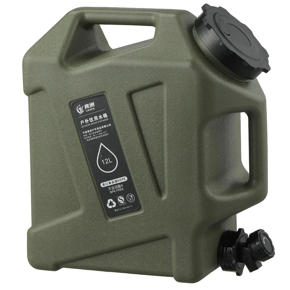 Portable 12L Outdoor Water Tank - Large Capacity Camping Container with Detachable Faucet for Picnic & Travel