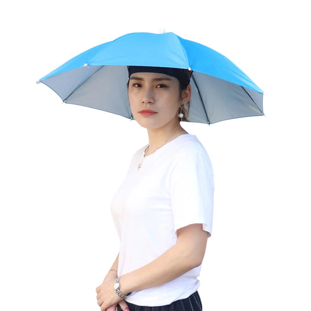 Foldable Umbrella Hat - Waterproof Hands-Free Rain & Sun Protection for Fishing, Camping & Beach (55-95CM Adjustable)