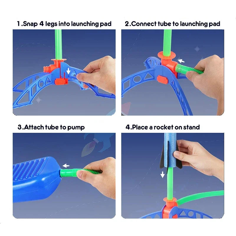 Kids' Outdoor Rocket Foot Pump | Air Pressing Soaring Rocket | Suit Jumps | Air Powered Rocket Launcher Game | Children's Toy | Gifts