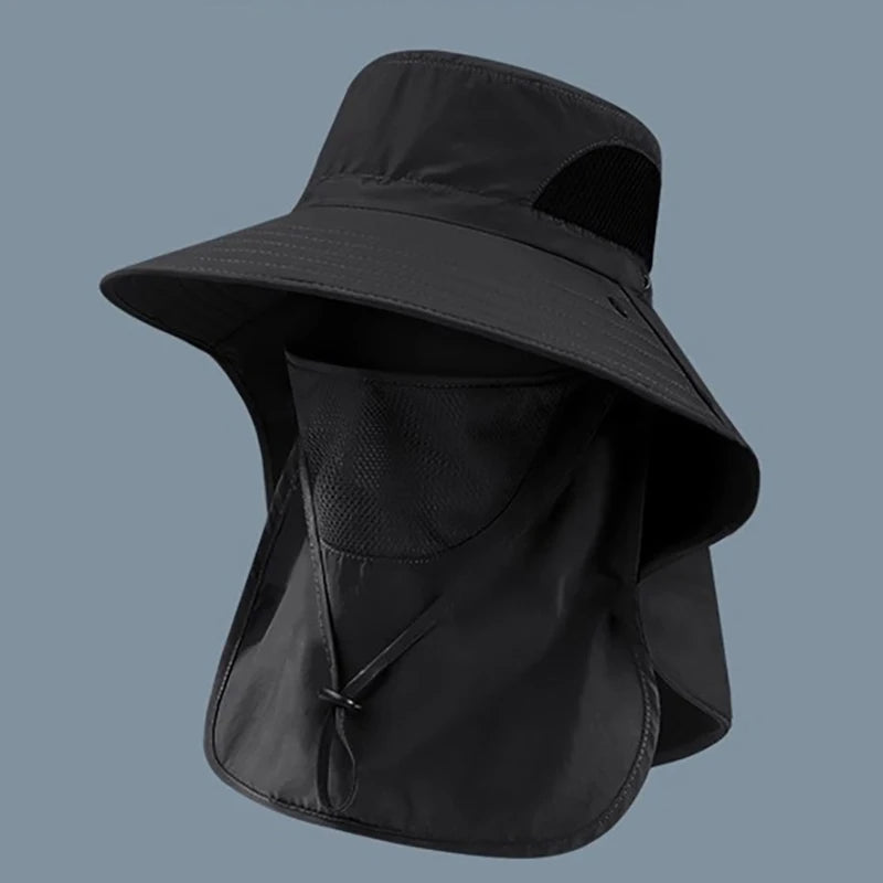 UV Protection Outdoor Sun Hat - Unisex Fishing & Hiking Cap with Neck Flap & Visor for Summer Adventures