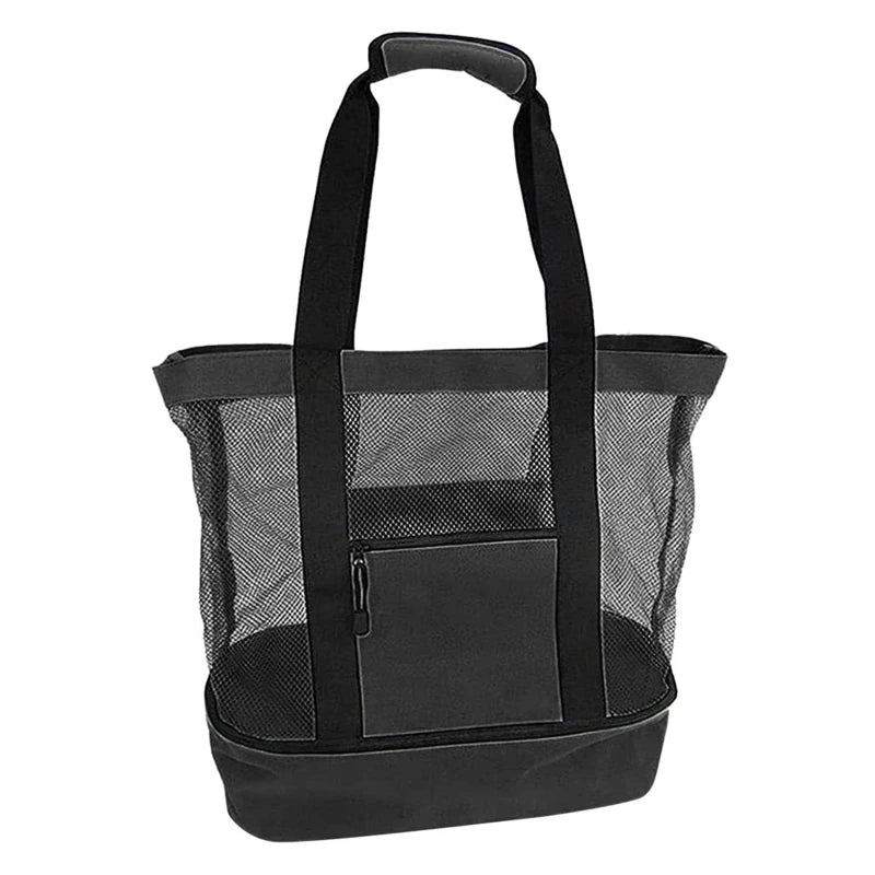 Waterproof Double-Layer Beach Tote Bag - Large Capacity Mesh Swimming Storage Bag with Heat Preservation for Women