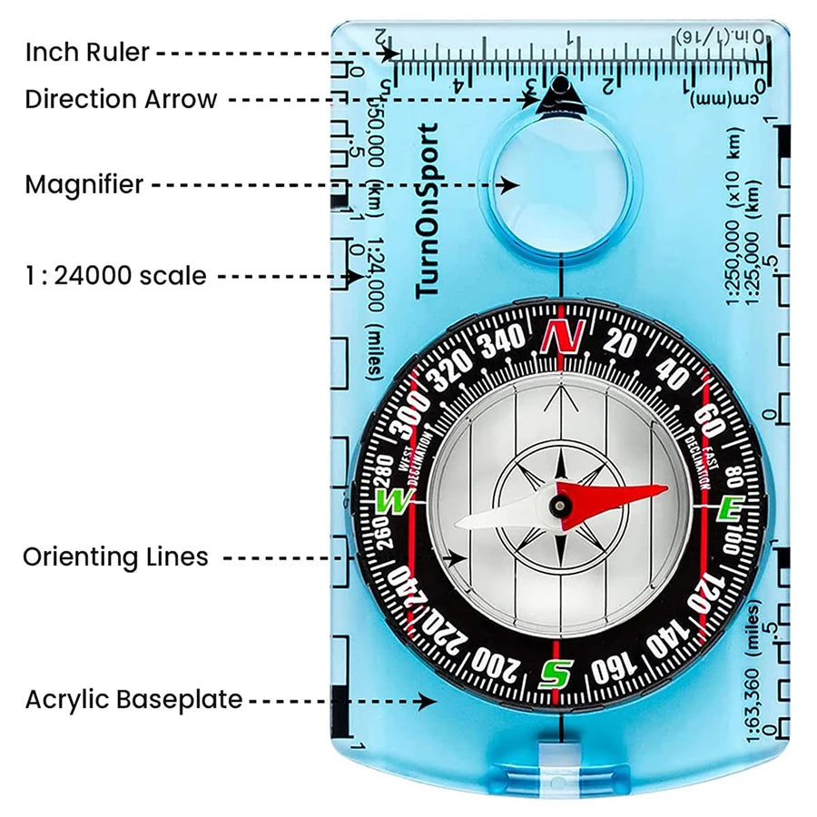 Elite Waterproof Navigation Compass - Essential Hiking & Camping Survival Tool for Outdoor Map Reading