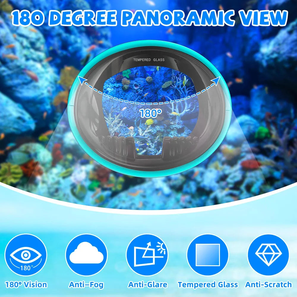 Classic Retro Oval Spearfishing Mask - Panoramic Wide View Scuba Diving Goggles with Tempered Glass Lens for Adults