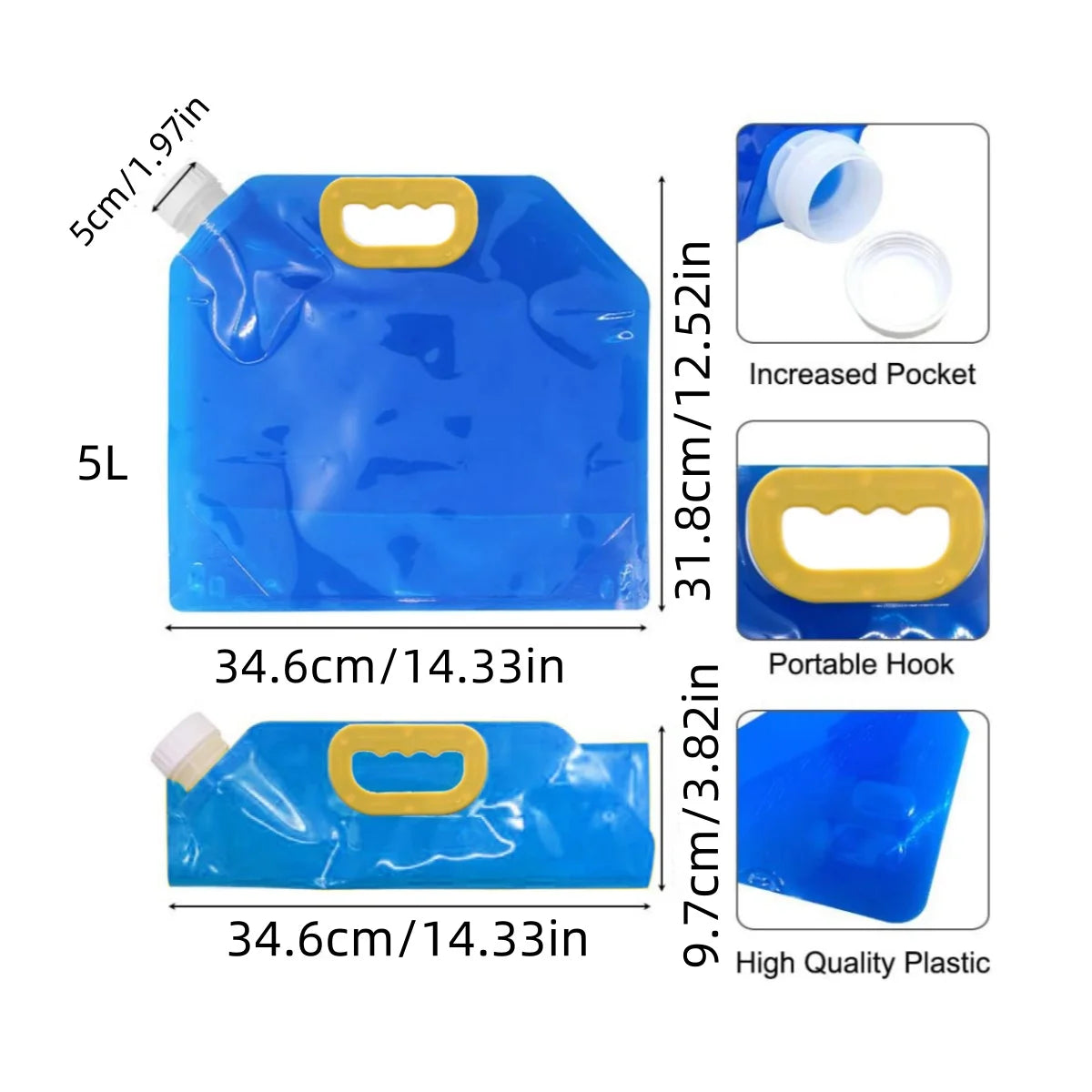 Portable Waterproof Folding Water Containers Set (3pcs) - Large Volume Collapsible Water Bottles for Camping & Outdoor Activities