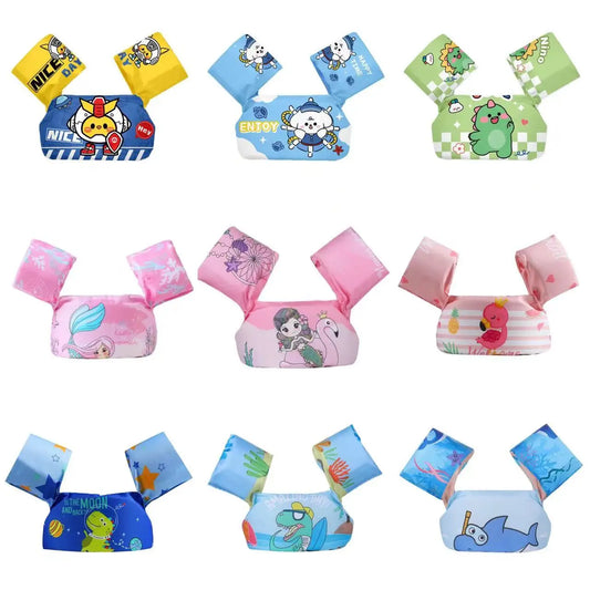Adjustable Baby Swimming Life Jacket - Cartoon Foam Arm Sleeves with Safety Float Ring for Pool Training