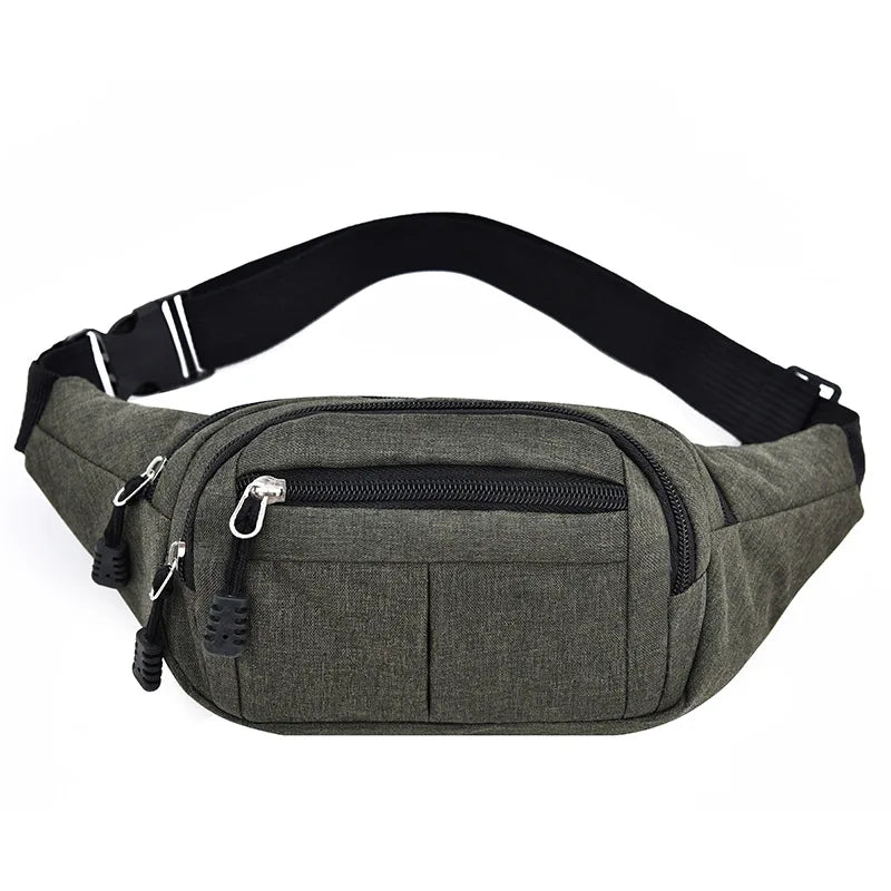 Men's Waterproof Canvas Crossbody Bag - Korean Style Outdoor Sports Waist Pack with Multiple Carry Options