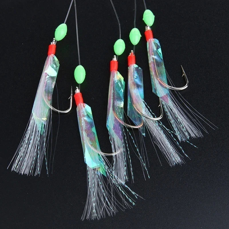 Soft Silverskin Fishing Lure Set 5pcs Multi-Color Imitation Fish Shrimp Bait with Crystal Barbed Hook