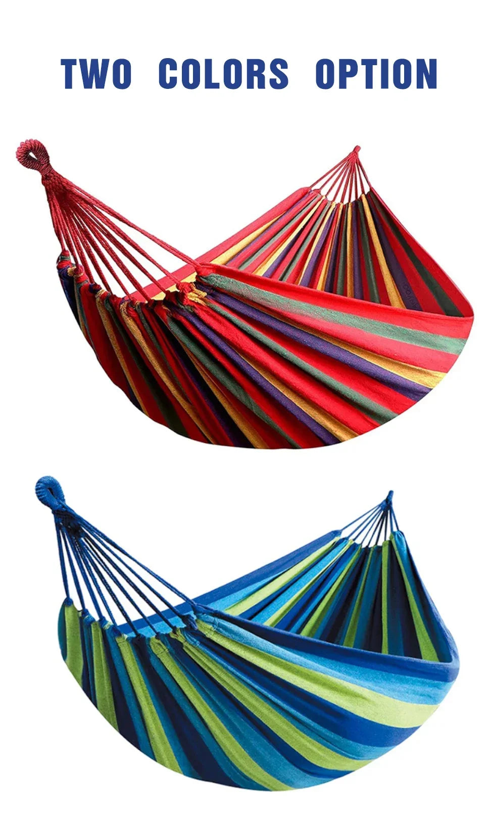 Canvas Outdoor Hammock - Heavy Duty Camping Swing with Tree Ropes - 200kg Weight Capacity - Ideal for Garden, Patio & Backyard
