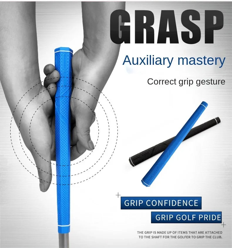 Hexagonal Rubber Golf Club Grips - PGM SB004 Universal Grip for Iron, Wood & Putter Clubs (Black/Blue)
