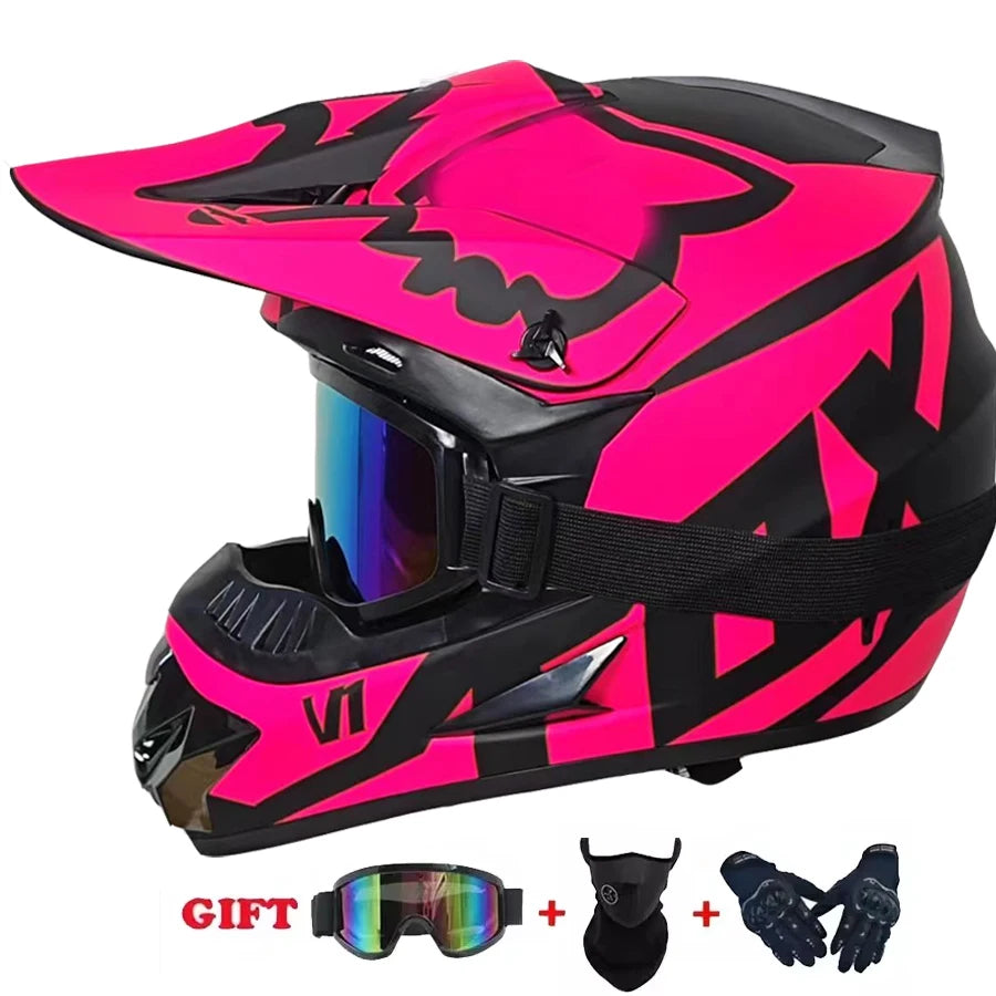 Youth Motocross Full Face Helmet - Kids Off-Road Safety Helmet with DOT Protection