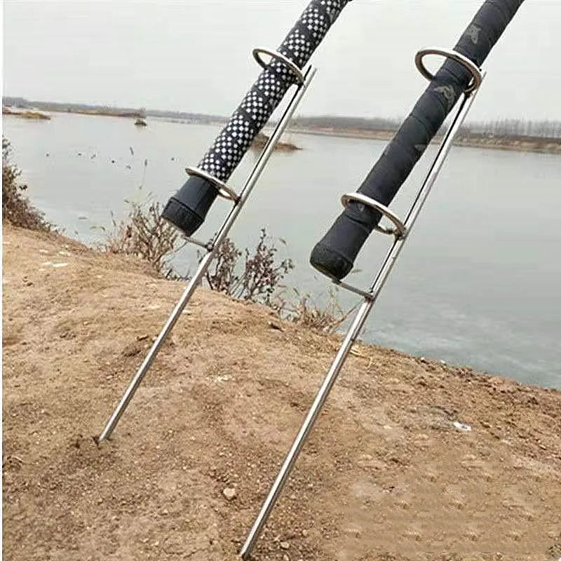 Professional Fishing Rod Holder - 30/40cm Double Ring Single Fork Bank Bracket for Outdoor Fishing