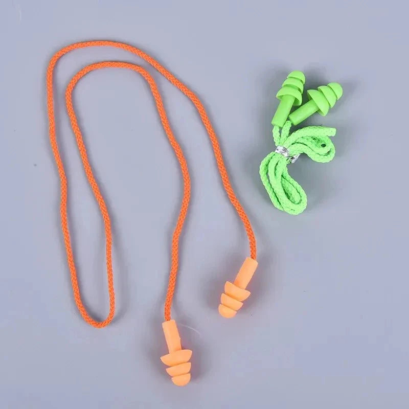 Silicone Swimming Earplugs with Rope - Noise Reduction Sleep Ear Plugs for Diving & Underwater Activities (1 Piece)