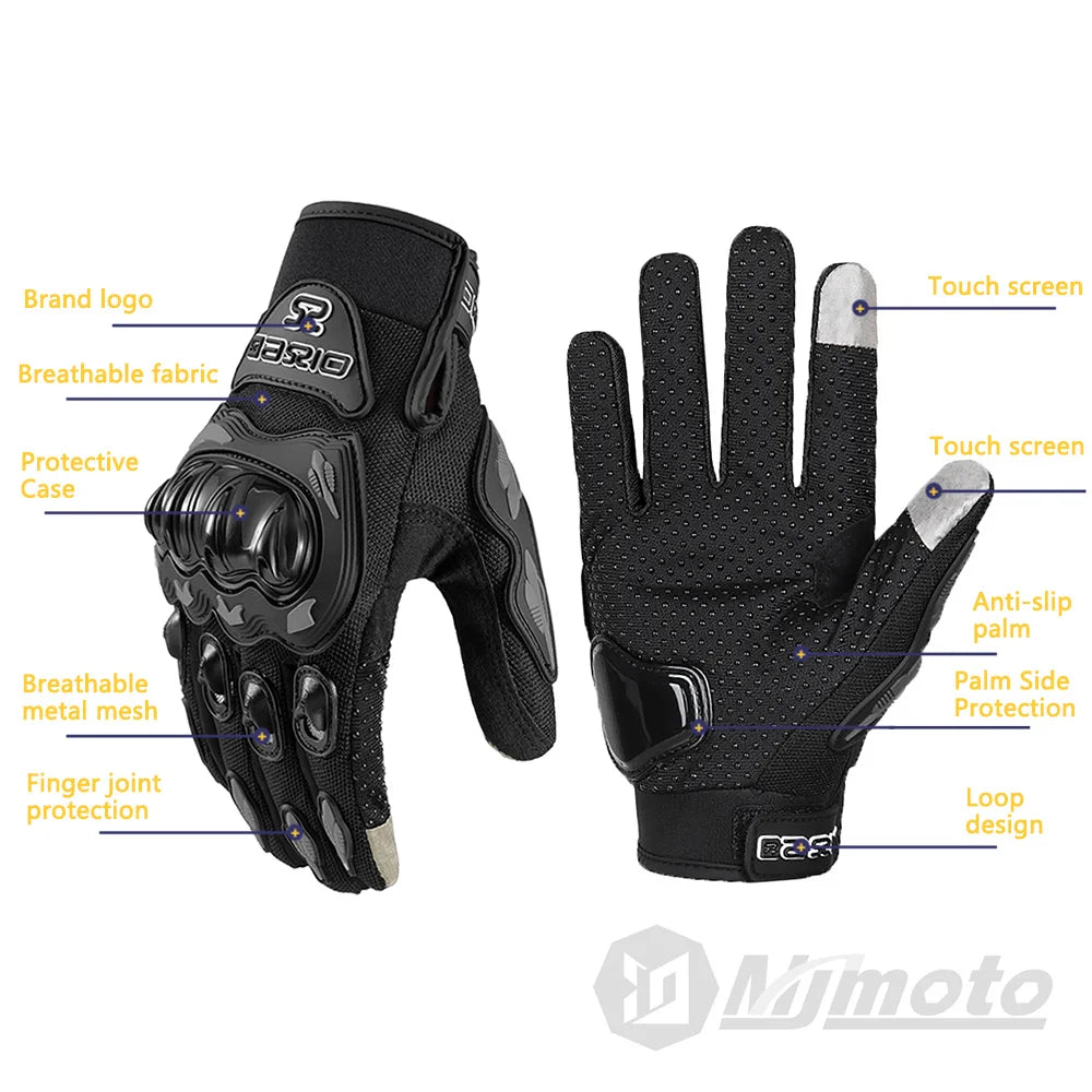 Full Finger Motorcycle Gloves - Summer Breathable, Touch Screen, Non-Slip Racing Gloves