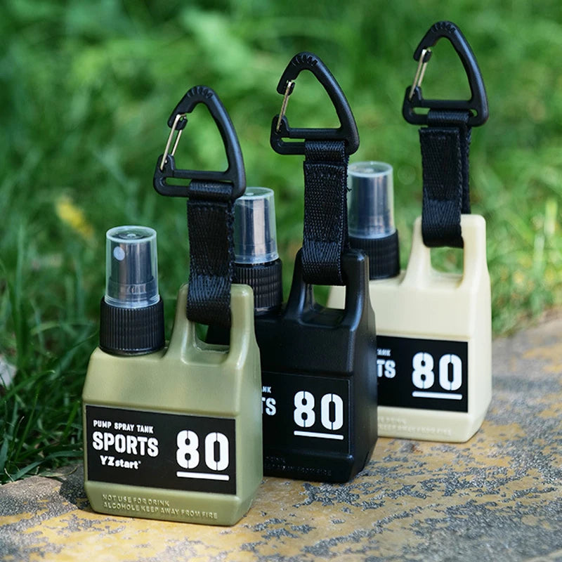 Portable 80ml Spray Bottle - Outdoor Cosmetic Container for Alcohol & Perfume with Backpack Hook - Camping Hiking Gadget