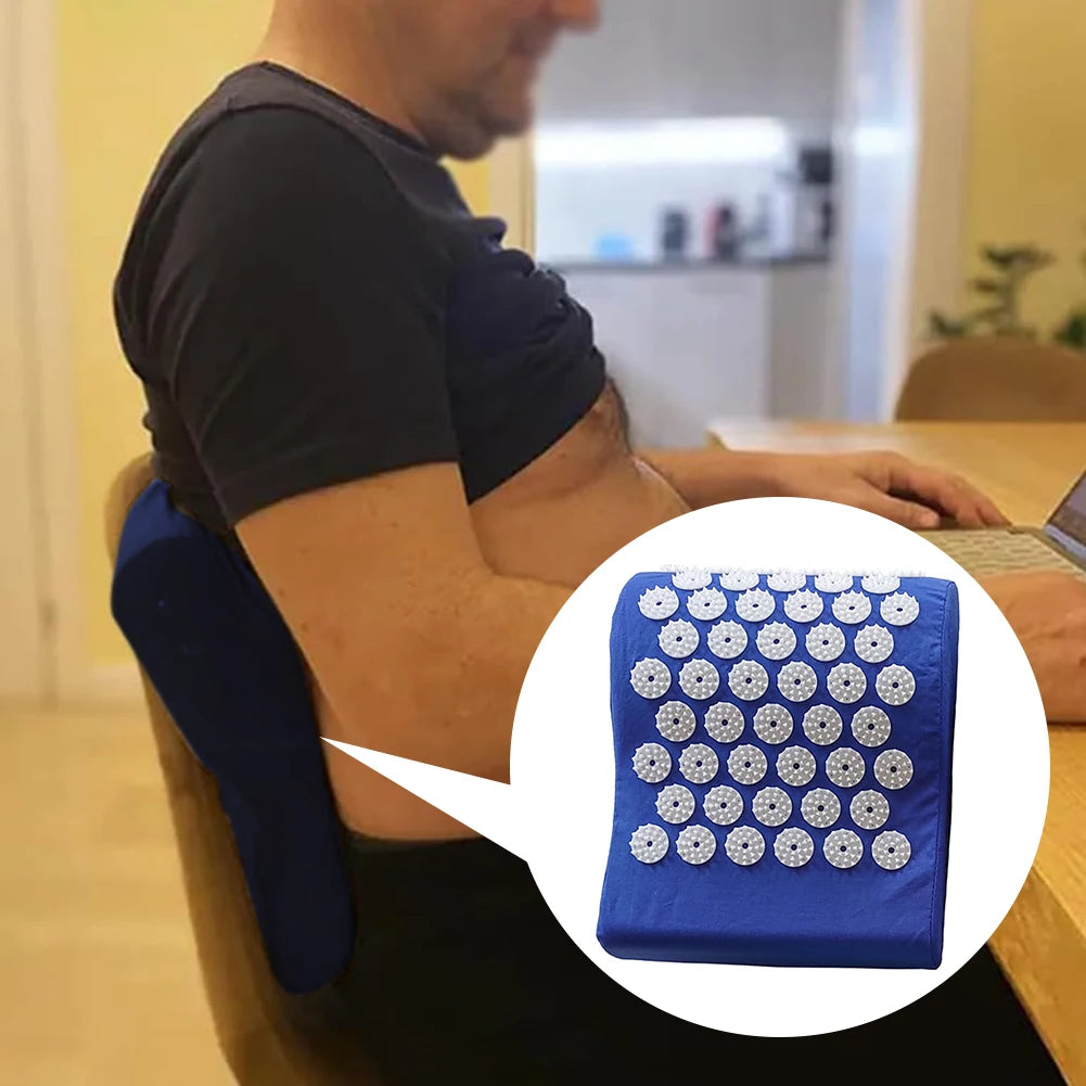 Rectangle Acupressure Back Pillow - Large Touchpoints for Lower Back Pain Relief, Washable Stress Relief Cushion