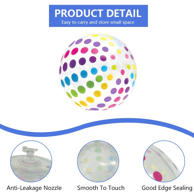 15.35" Colorful Striped Transparent Inflatable Beach Ball - Perfect for Beach, Pool & Party Games (1 Piece)