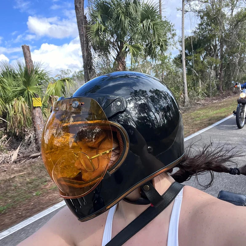 Retro Motorcycle Helmet Bubble Visor - Anti-Fog UV Protection HD Lens for Open Face Half Helmets