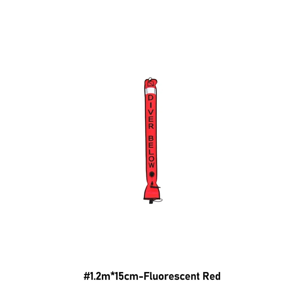 Professional Scuba Diving Safety Signal Tube - High Quality Inflatable Surface Marker Buoy (SMB) - 1.2M/1.5M/1.8M Diver Below Safety Sausage