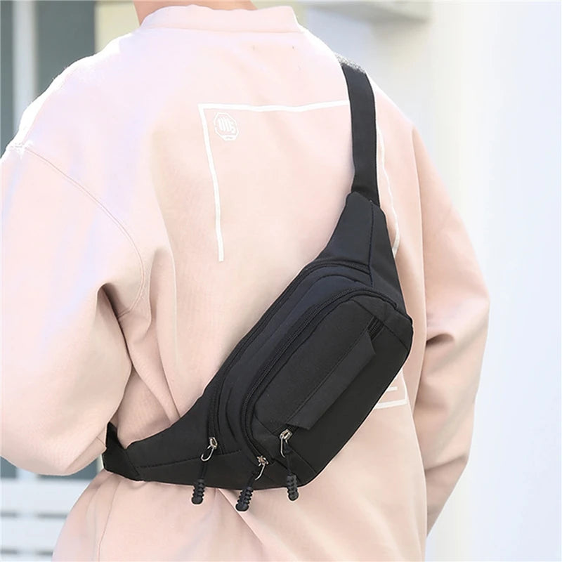 Men's Waterproof Canvas Crossbody Bag - Korean Style Outdoor Sports Waist Pack with Multiple Carry Options