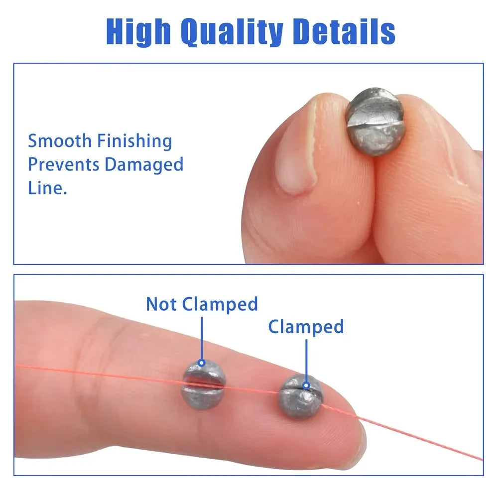 Round Split Shot Fishing Sinkers - 100g Box of 205pcs - Removable Weights for Jig Rigs