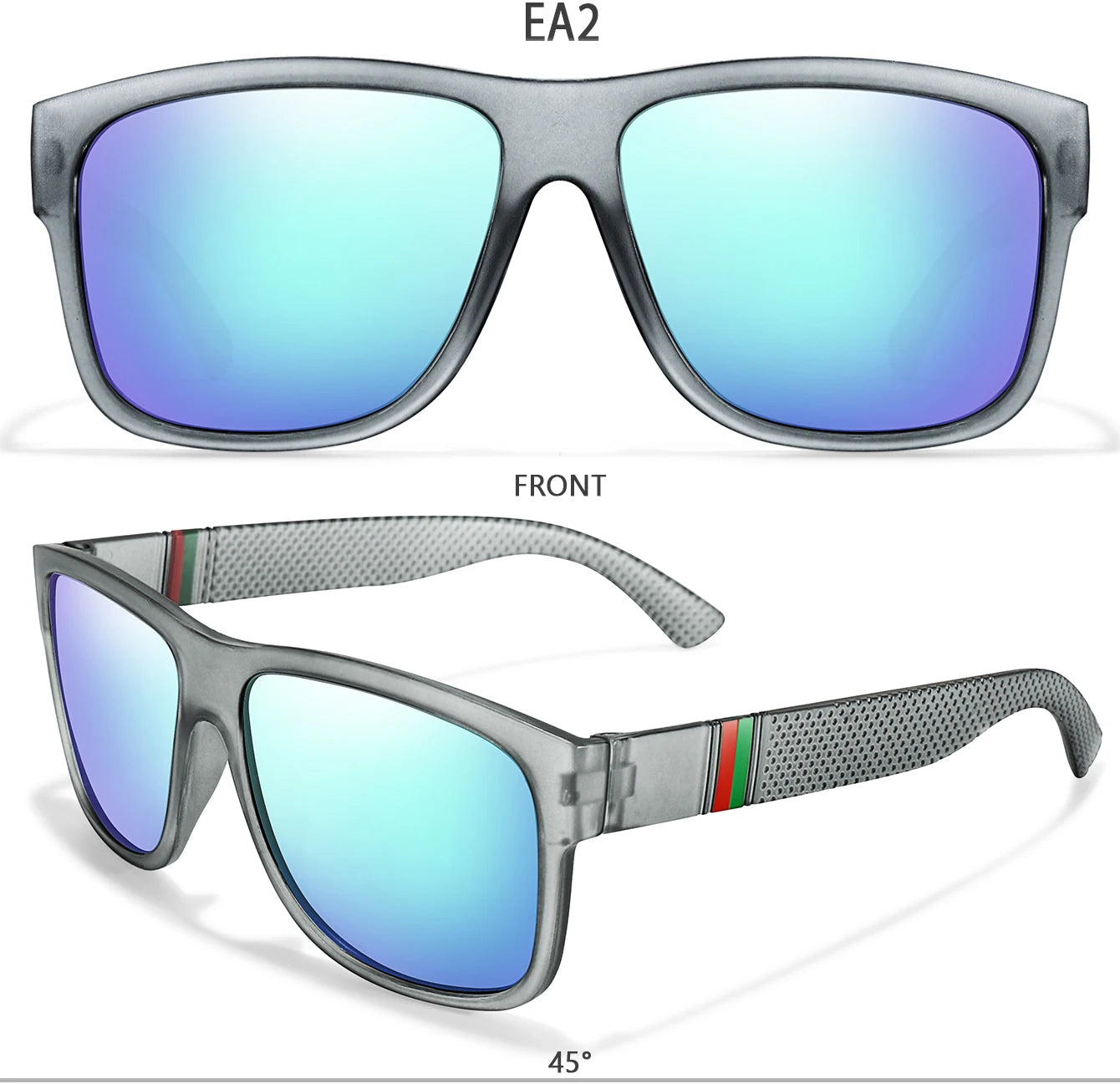 Men's Vintage Large Frame Square Polarized Sunglasses - UV400 Protection for Fishing, Driving, Cycling & Running