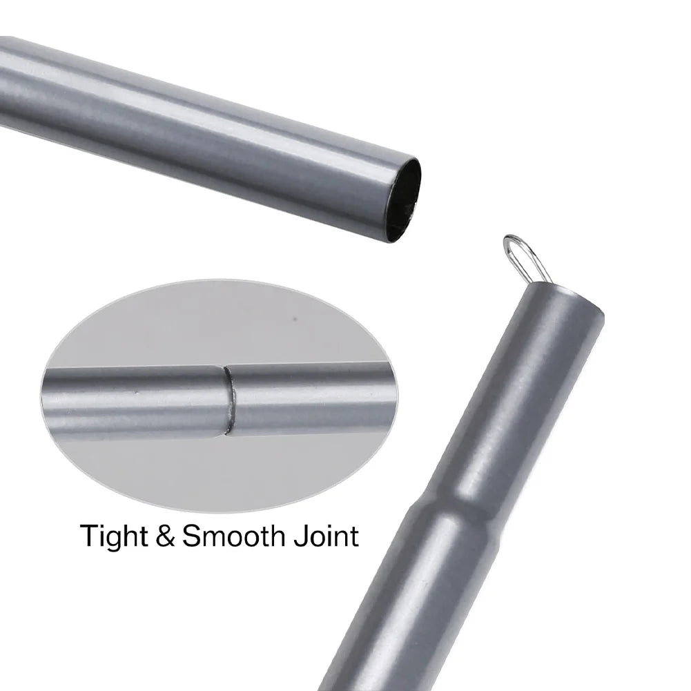 Set of 2 Tent Poles Adjustable Tarp Poles Steel Rods for Sun Shelter Tarp Canopy Camping Replacement With Pegs & Ropes