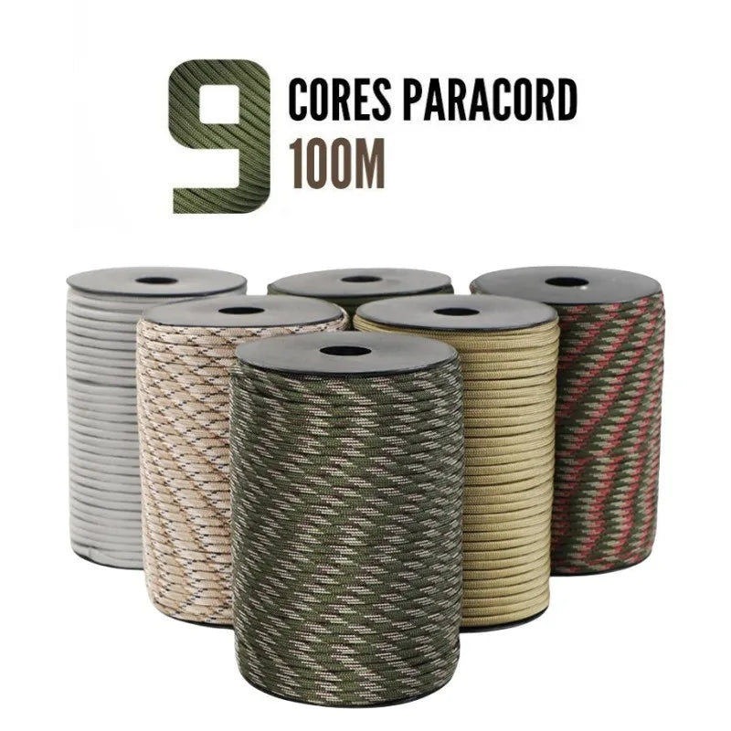 Military Grade 550 Paracord - 100M 9-Core 4mm Survival Rope for Outdoor, Camping, Umbrella & Tent Applications