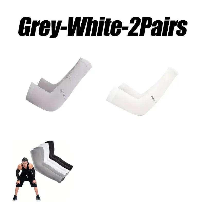 10 Pairs Summer Cycling Ice Silk Arm Sleeves - UV Protection Cooling Arm Covers for Running & Outdoor Sports - Fingerless Unisex