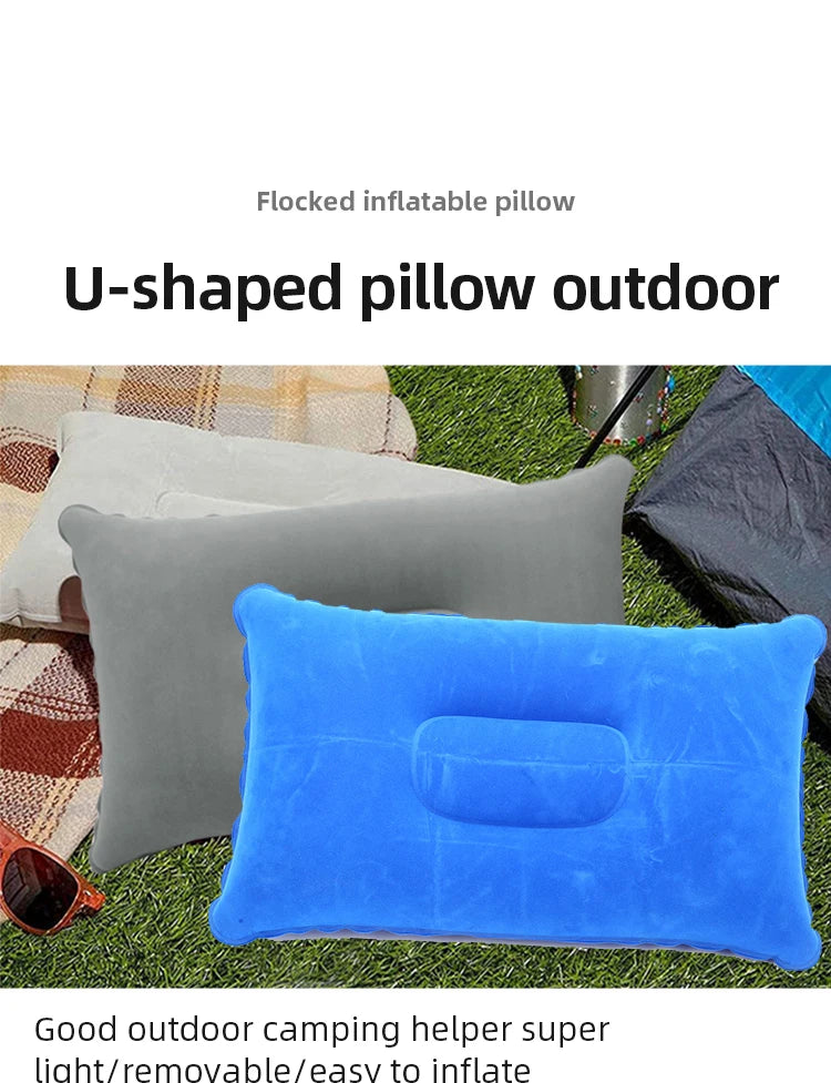 Portable Fold Inflatable Air Pillow - Outdoor Travel Sleeping Camping PVC Neck Stretcher Backrest Plane Comfortable Pillow