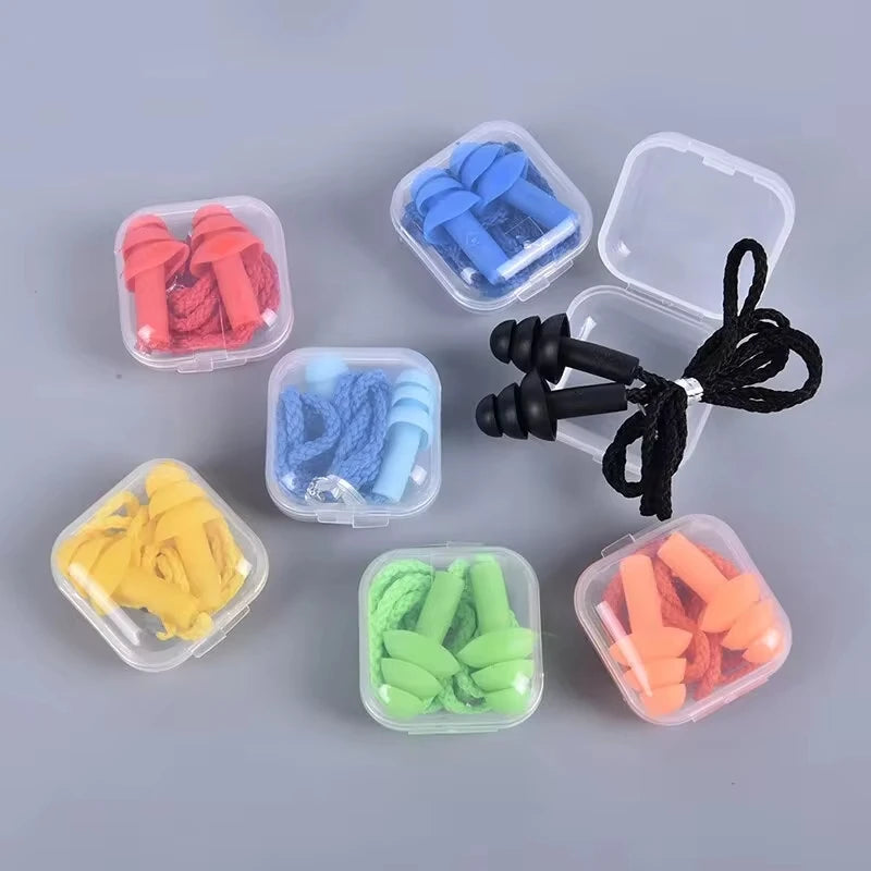 Silicone Swimming Earplugs with Rope - Noise Reduction Sleep Ear Plugs for Diving & Underwater Activities (1 Piece)