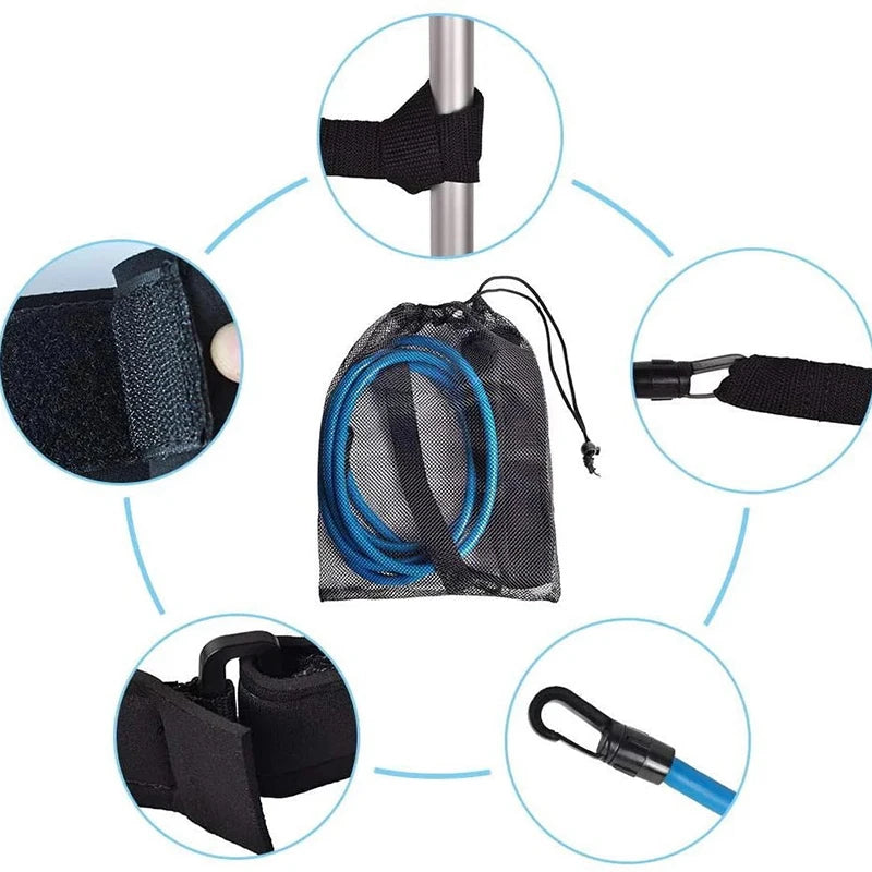 Swimming Training Resistance Belt - 4M Elastic Tether Harness with Stationary Leash for Pool Exercise and Swim Training Accessories