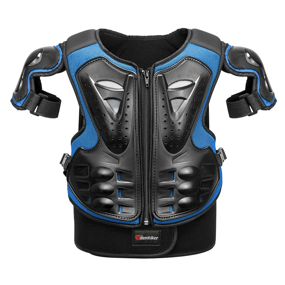 Kids Full Body Motorcycle Armor Set - Protective Vest Jacket with Kneepads for Motocross Riding