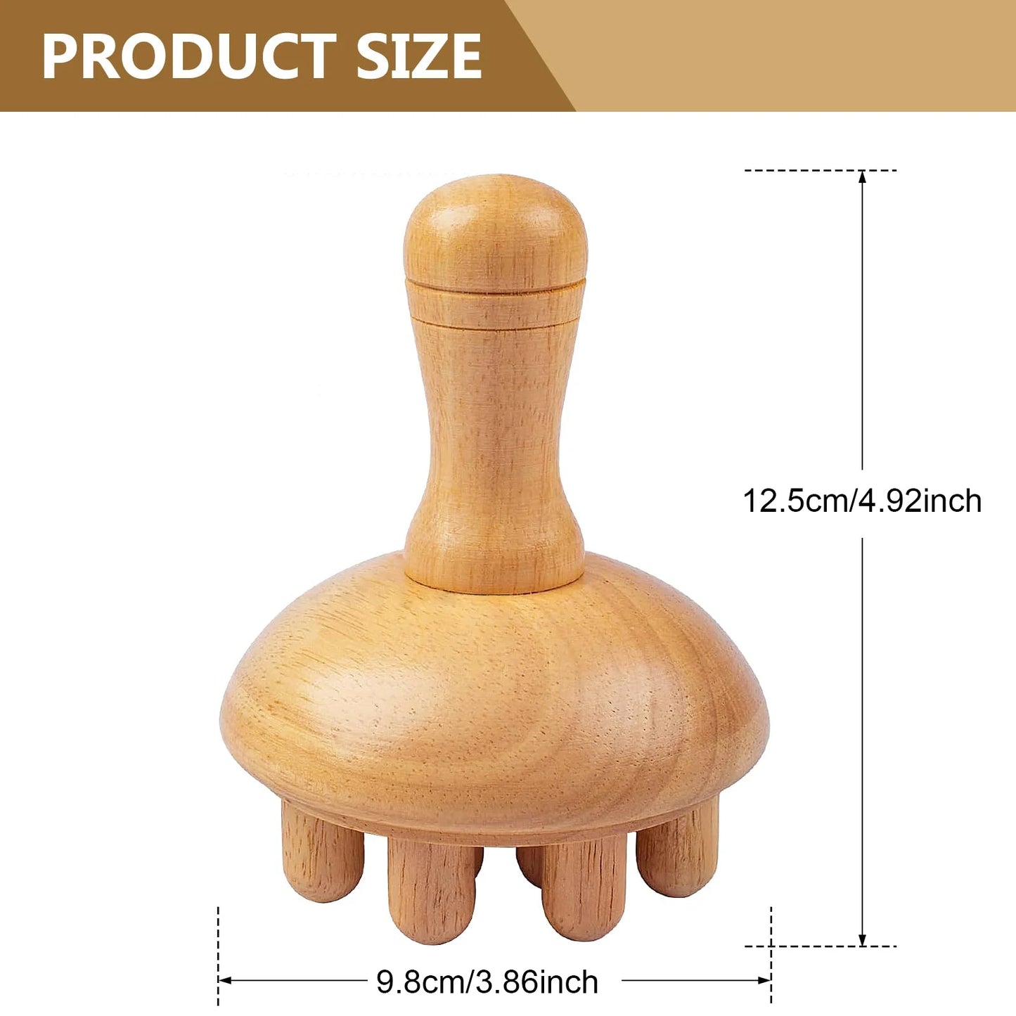 Wood Mushroom Manual Massage Tool - Full Body Gua Sha Massager for Muscle Tension Relief and Fat Reduction