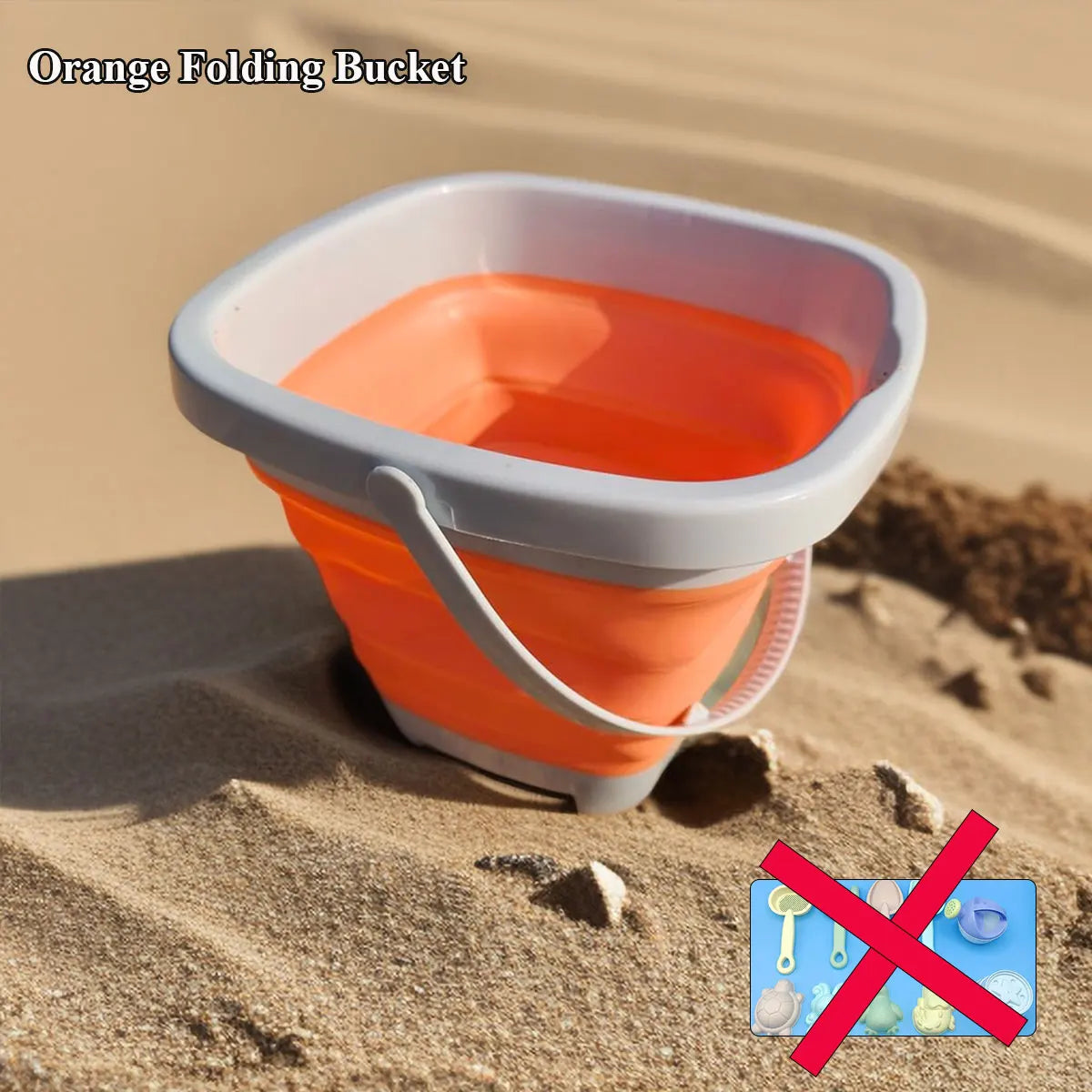 Children's Beach Sand & Water Play Set - 11 Piece Collapsible Bucket Kit with Summer Outdoor Toys for Kids Sandbox Games (Random Color Selection)