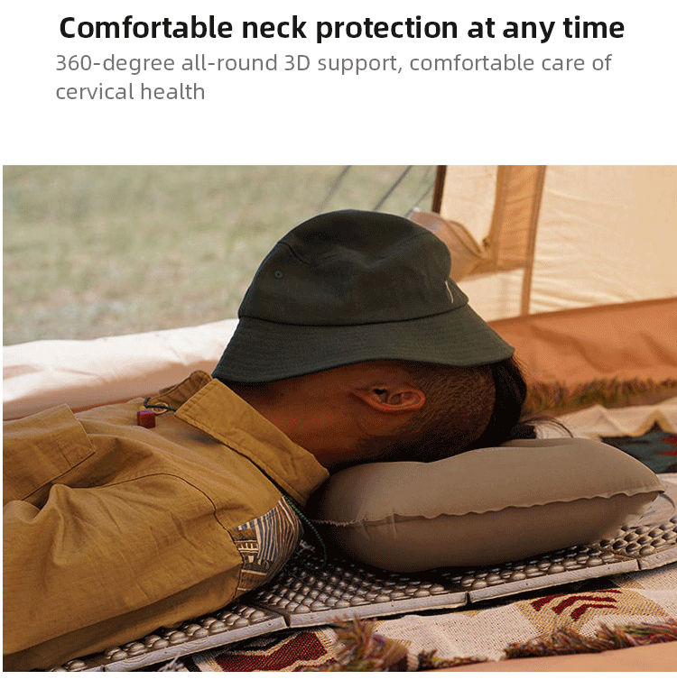 Portable Fold Inflatable Air Pillow - Outdoor Travel Sleeping Camping PVC Neck Stretcher Backrest Plane Comfortable Pillow