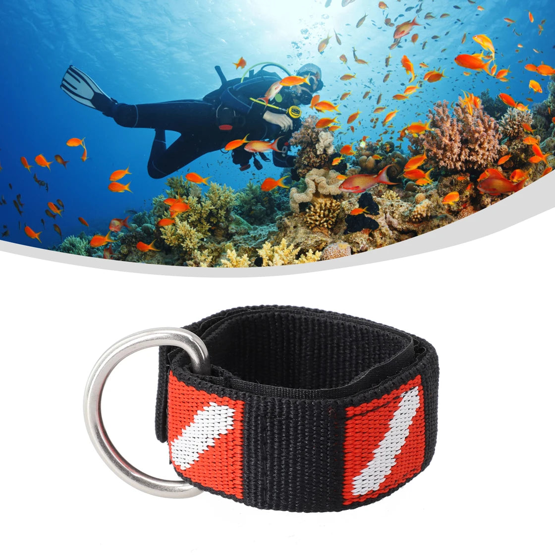 Adjustable Scuba Diving Wrist Lanyard - Metal D-Ring Webbing Strap for Freediving & Swimming Equipment