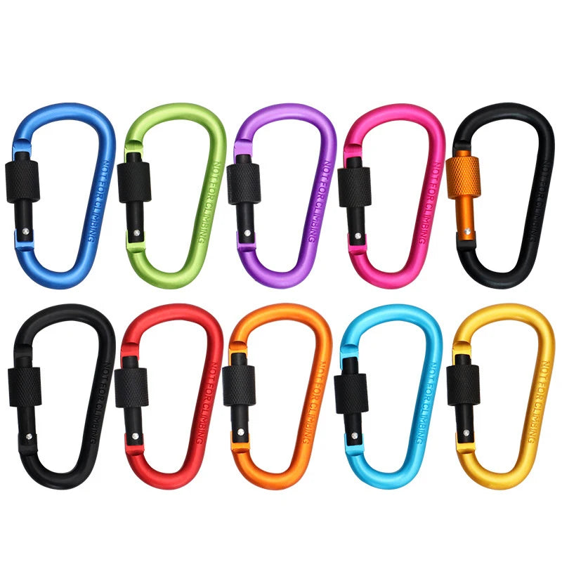 4-Pack Aluminum Screw Gate Carabiners - 7.5mm Diameter Hiking Clips for EDC Outdoor Camping Equipment