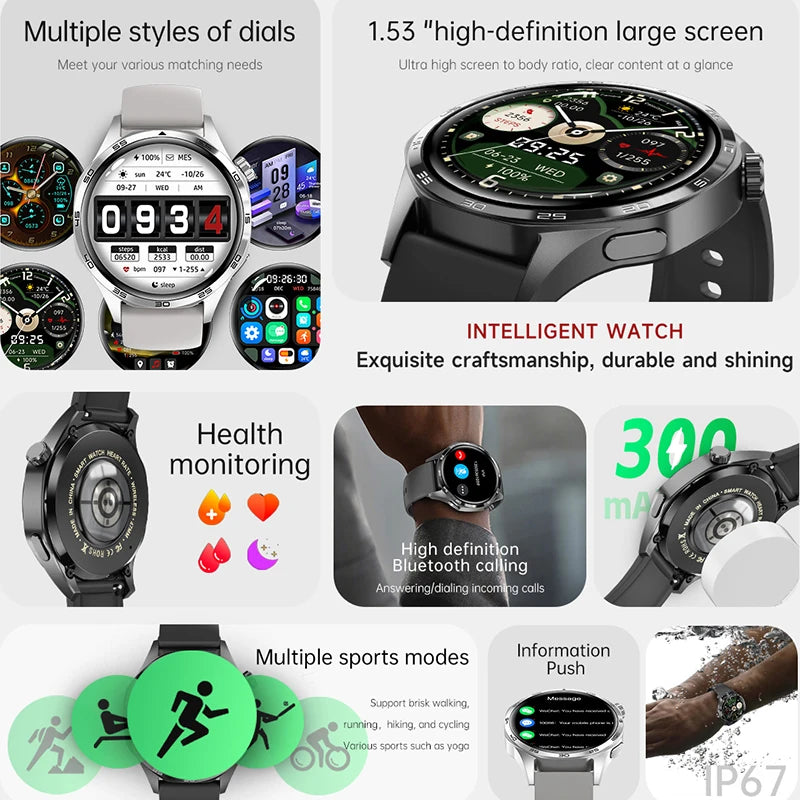 GT5 Pro Smart Watch - Men's 2024 AMOLED HD Smartwatch with Bluetooth Calling, GPS, NFC, Heart Rate Monitor & Compass