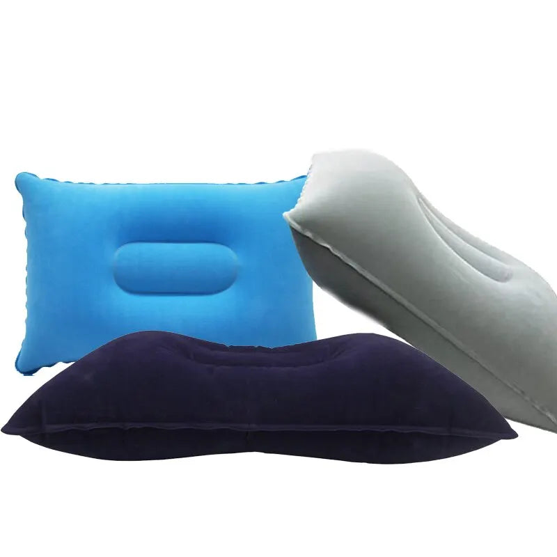 Portable Fold Inflatable Air Pillow - Outdoor Travel Sleeping Camping PVC Neck Stretcher Backrest Plane Comfortable Pillow