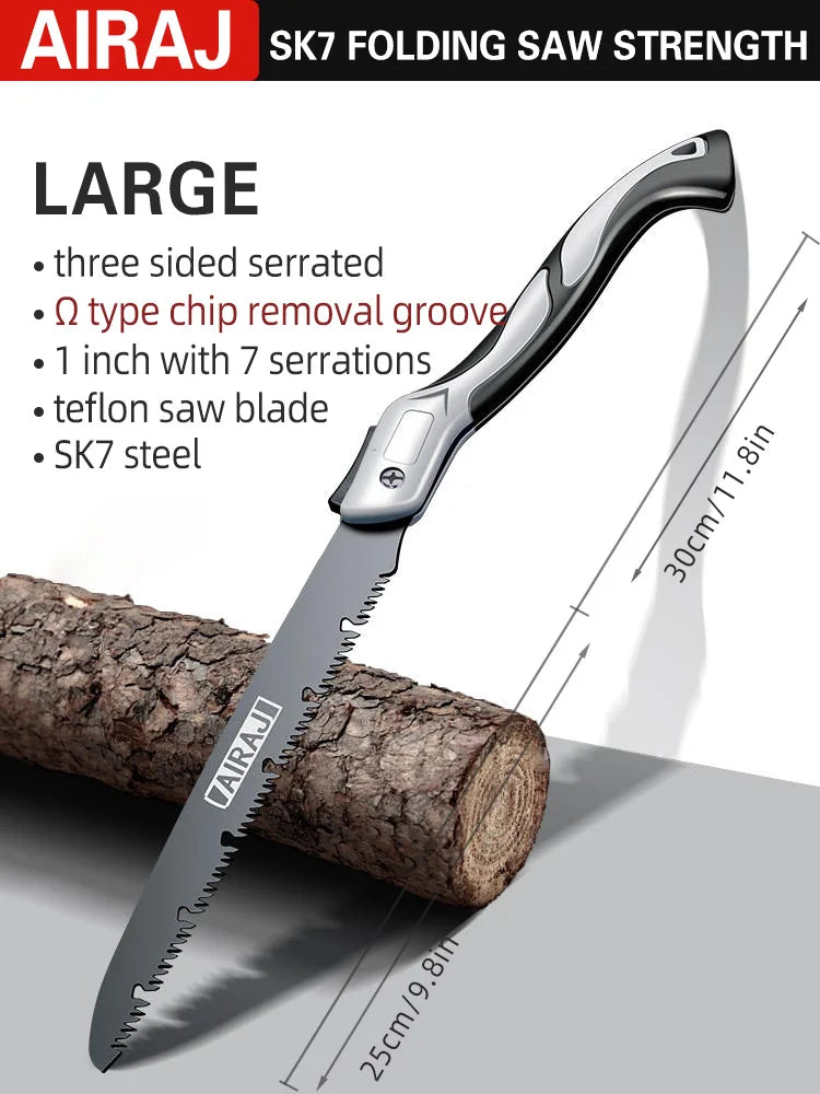 AIRAJ Professional Folding Saw - Multi-Function Woodworking Hacksaw for Camping, Gardening & Tree Cutting