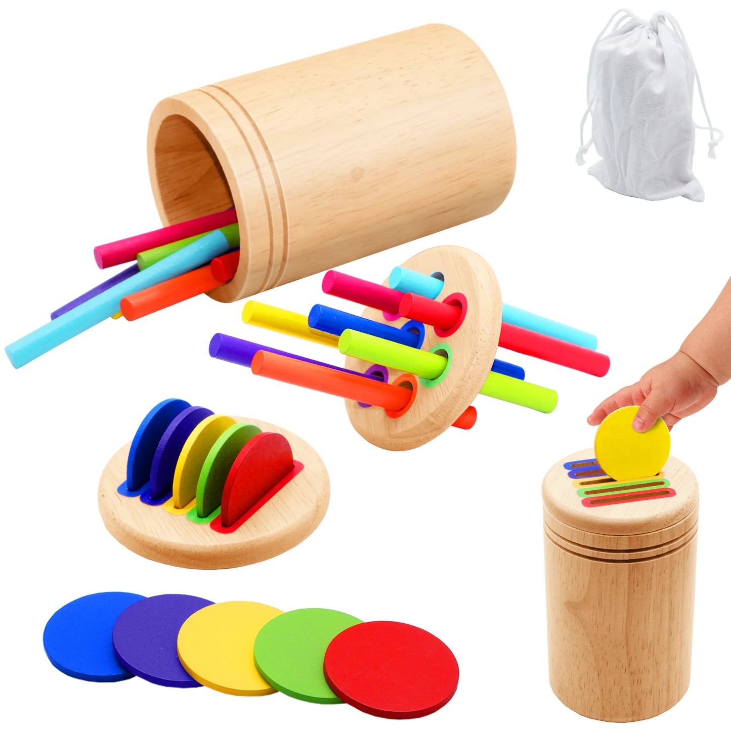 Wooden Matching Toys Montessori Color Matching Sorting Stick Balance Toy Fine Motor Skills Math Learning Educational Toys Kids