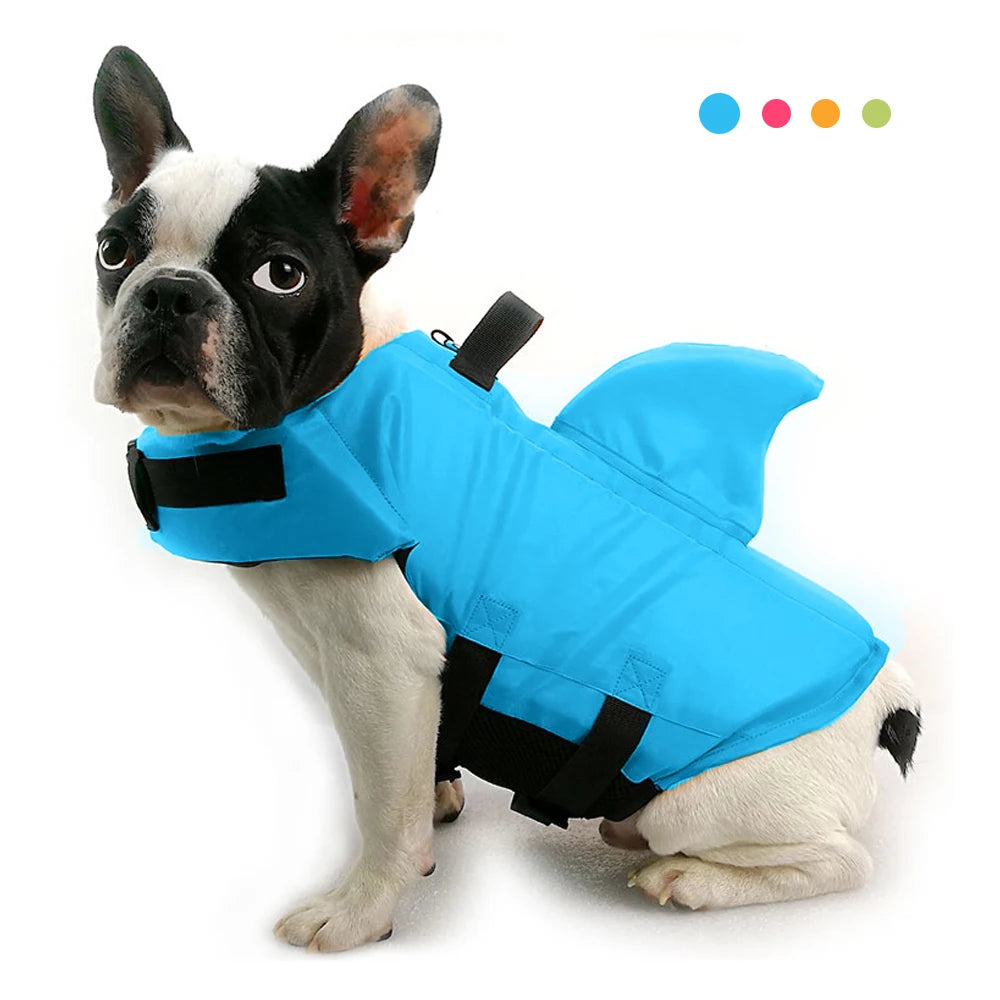 Enhanced Buoyancy Dog Life Jacket - Safety Swimming Vest with Handle for Small Medium Large Dogs - Shark Design Surfing Gear