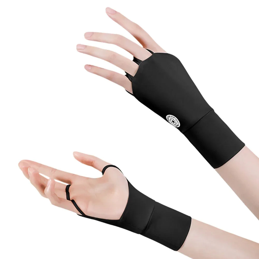 Women's Half-Finger Golf Gloves - UV Protection Ice Silk with Breathable Hollow Palm Design for Outdoor Sports
