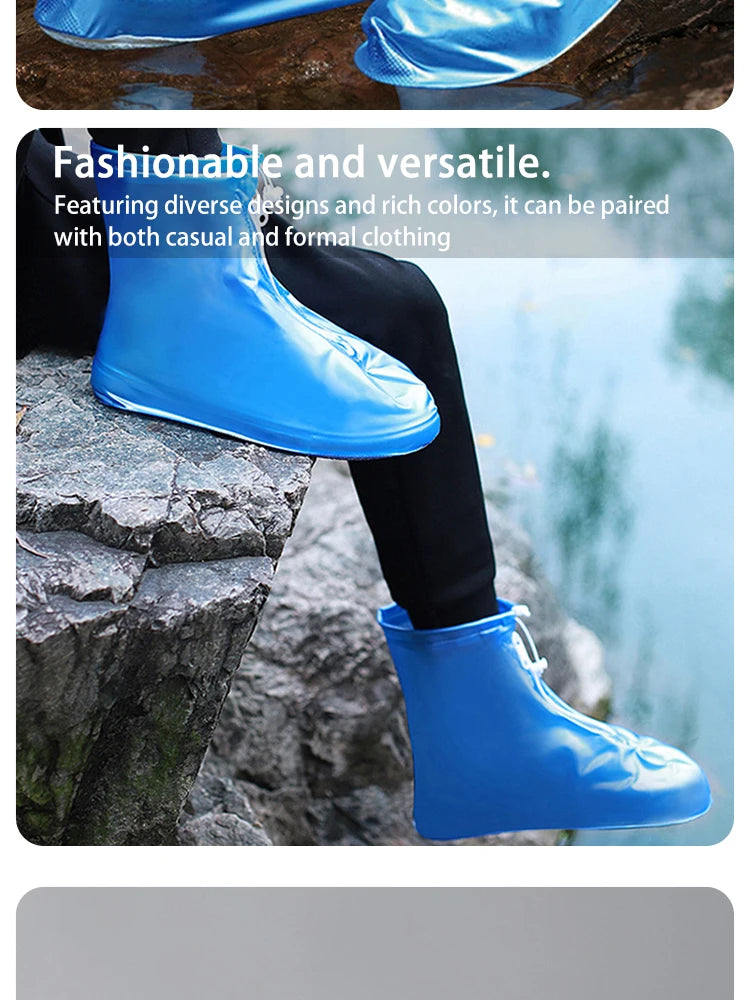 Waterproof Shoe Covers - Non-Slip Reusable Rain & Snow Boot Protectors with PVC Silicone Sole for Women & Men (1 Pair)