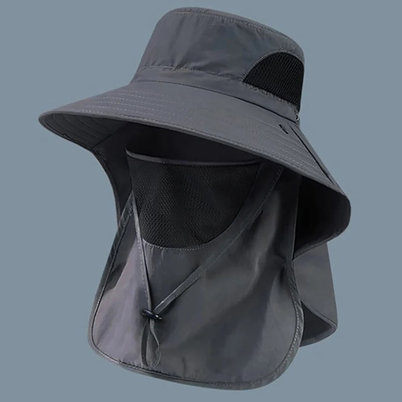 UV Protection Outdoor Sun Hat - Unisex Fishing & Hiking Cap with Neck Flap & Visor for Summer Adventures