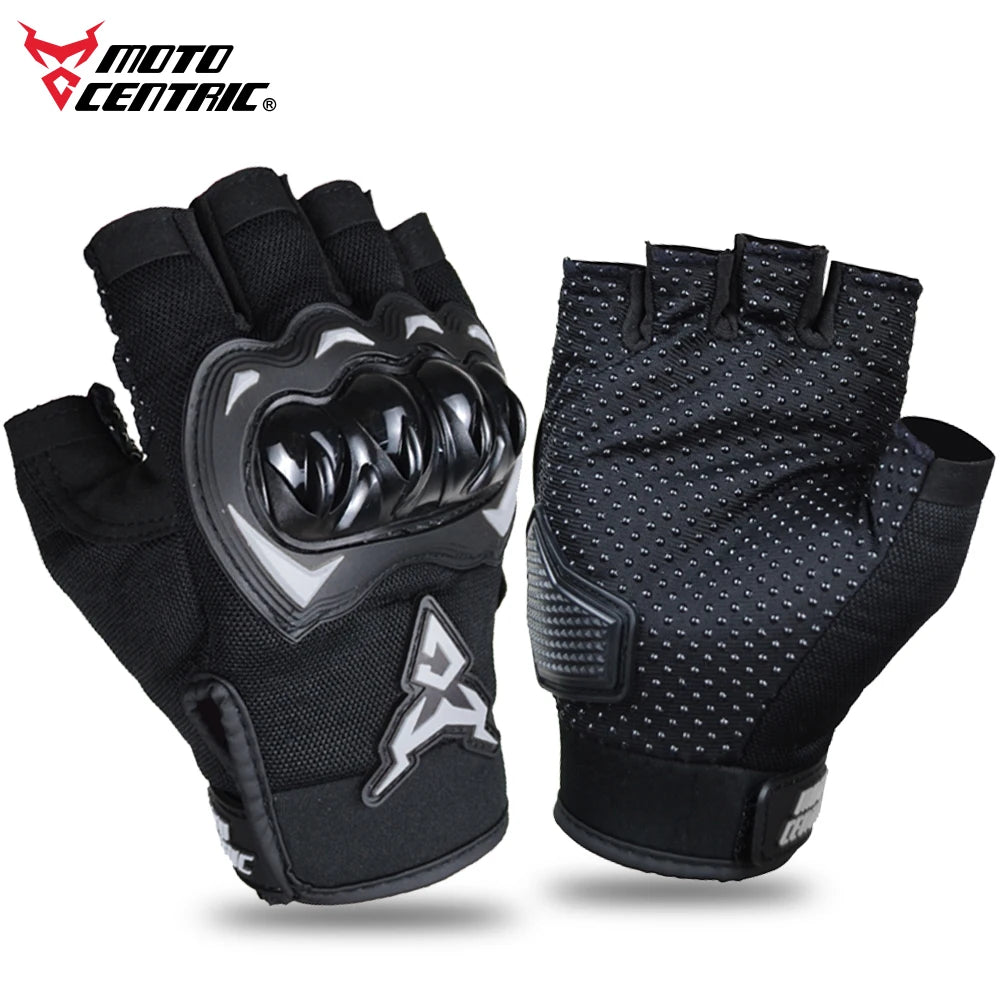 MOTOCENTRIC Half Finger Motorcycle Gloves - Breathable Summer Riding Gloves with Anti-Fall Palm Guard for ATV MTB Cycling