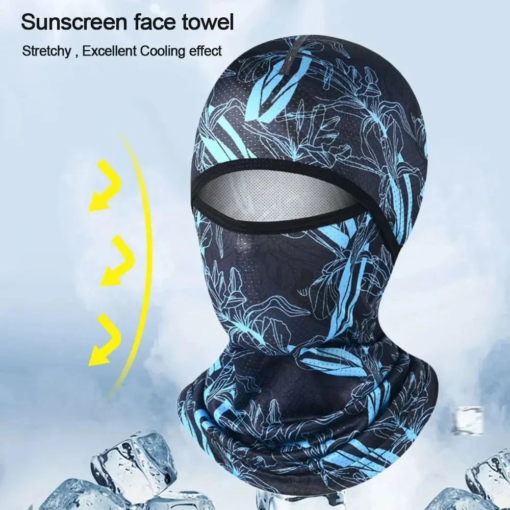 Ice Silk Cycling Balaclava - Full Face Sun Protection Cap for Bike & Motorcycle | Anti-UV Sports Headwear for Men