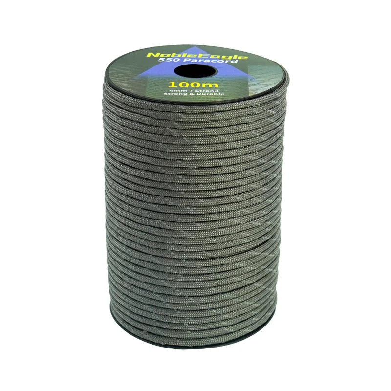 550 Paracord 7-Strand Reflective Military Tactical Rope - 4mm Parachute Cord for Camping, DIY Bracelets & Outdoor Gear